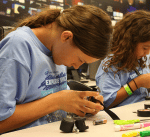 girls working on unidentified STEM project