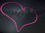 Image of the outline of a heart against space background