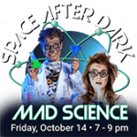 Man and woman dressed as mad scientists